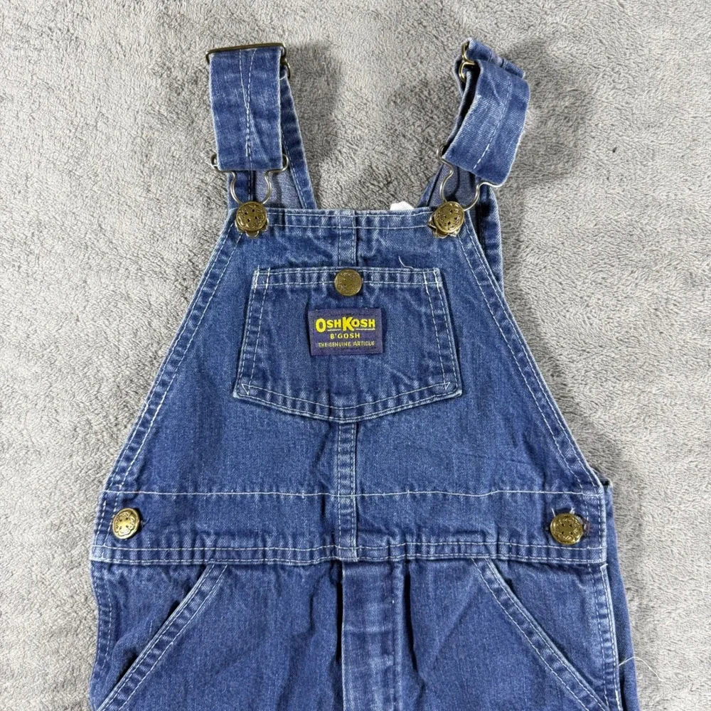 OshKosh B'gosh Denim Overalls Kids Size 5 Blue Good Vintage Vestbak Dungarees
